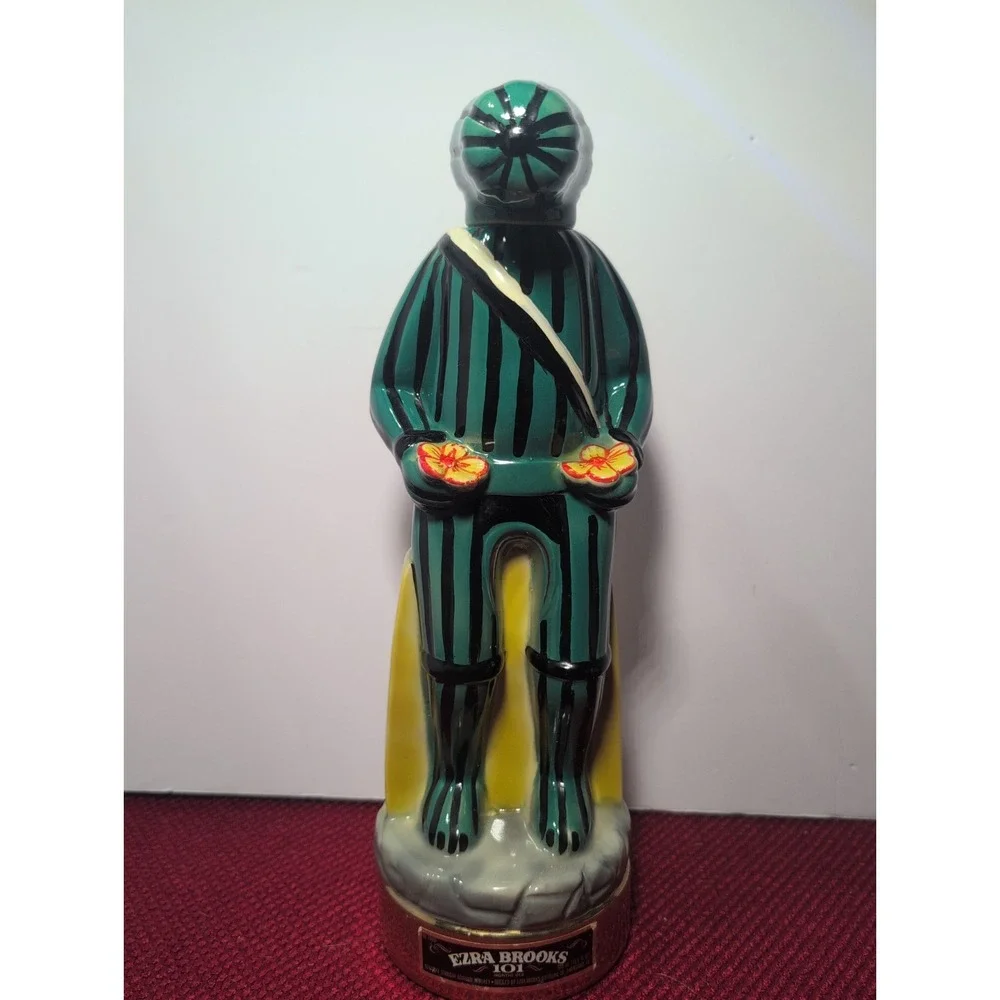 Vtg Ezra Brooks Hopi Kachina Whiskey Decanter No 9 Rattlesnake Watermelon 1980